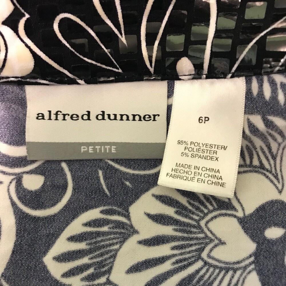 ALFRED DUNNER Women's Size 6P Jacket Button Up Black & White LS Rd Neck Pockets - Picture 11 of 12